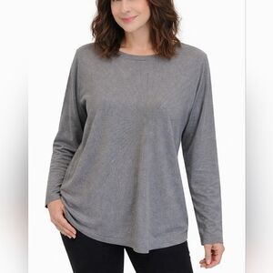 Cocobleu Womens Beaded Sz Medium Gray Top Long Sleeve Beaded